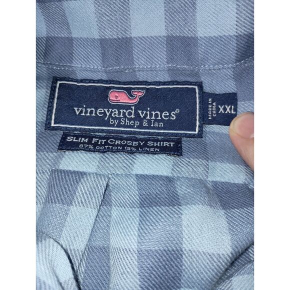 VINEYARD VINES, Blue Check Casual Long-Sleeve Button-Up, Men Size XXL - Picture 5 of 7